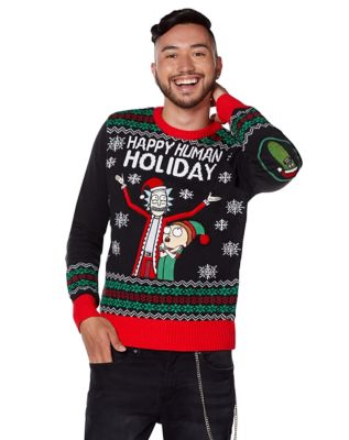 Light-Up Happy Human Holiday Ugly Christmas Sweater - Rick and Morty ...
