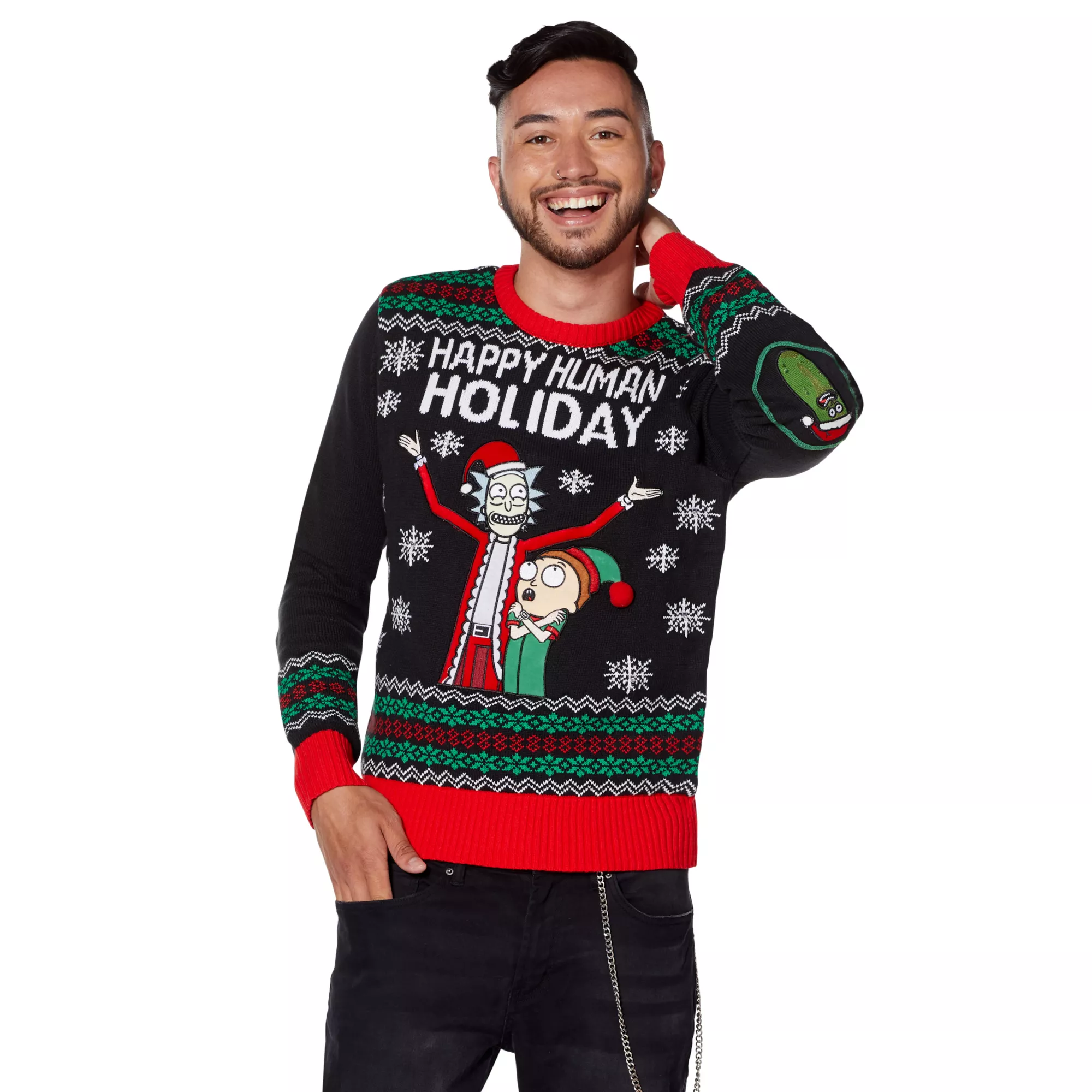 Light-Up Happy Human Holiday Christmas Sweater - Rick and Morty at Spencer's