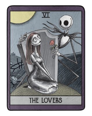 03720299 - Tarot Card Jack Skellington and Sally Fleece Blanket   The Nightmare Before Christmas