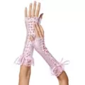 Long Pink Lace-Up Fingerless Gloves at Spencer's