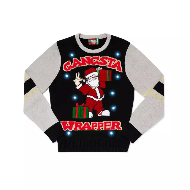 Light Up Gangsta Wrapper Ugly Christmas Sweater