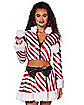 Candy Cane Striped Crop Top Ugly Christmas Sweater Hoodie