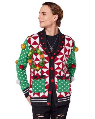 Wreath Ugly Christmas Cardigan Sweater 