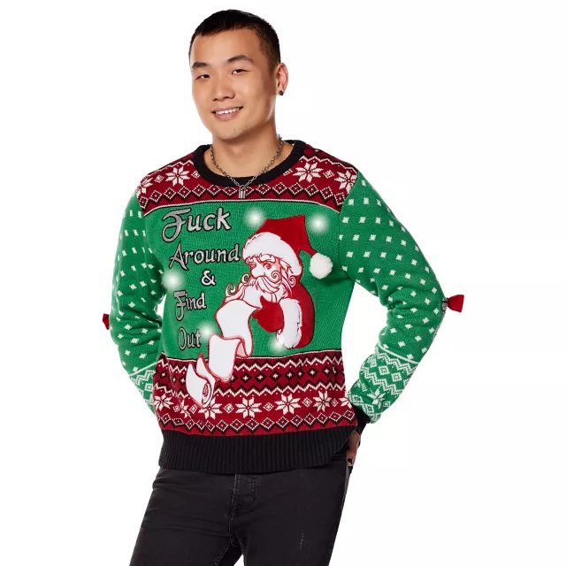 Light-Up Fuck Around and Find Out Ugly Christmas Sweater ...