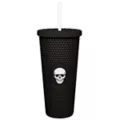 Black Skull Textured Cup with Straw- 20 oz at Spencer's