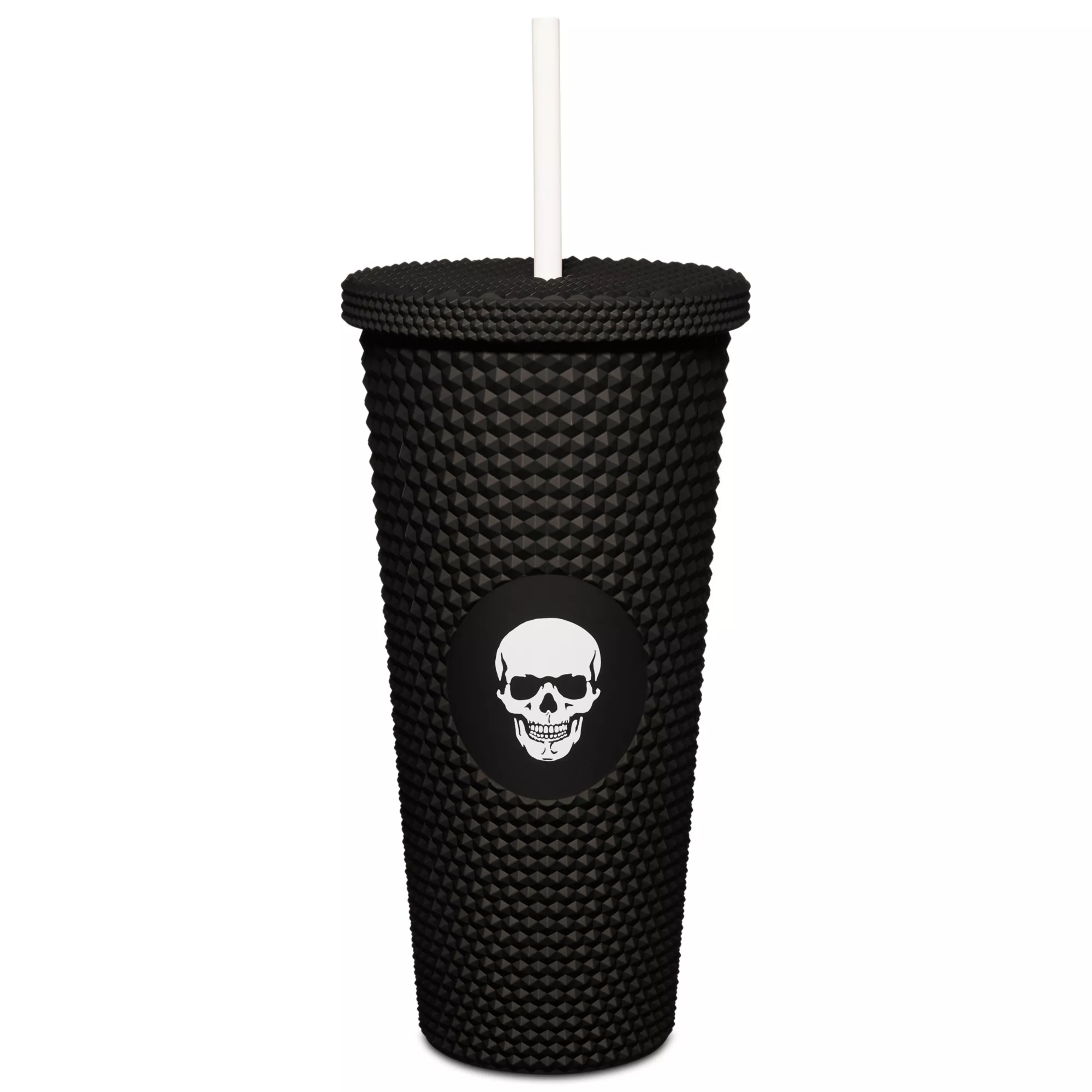 Black Skull Textured Cup with Straw- 20 oz at Spencer's