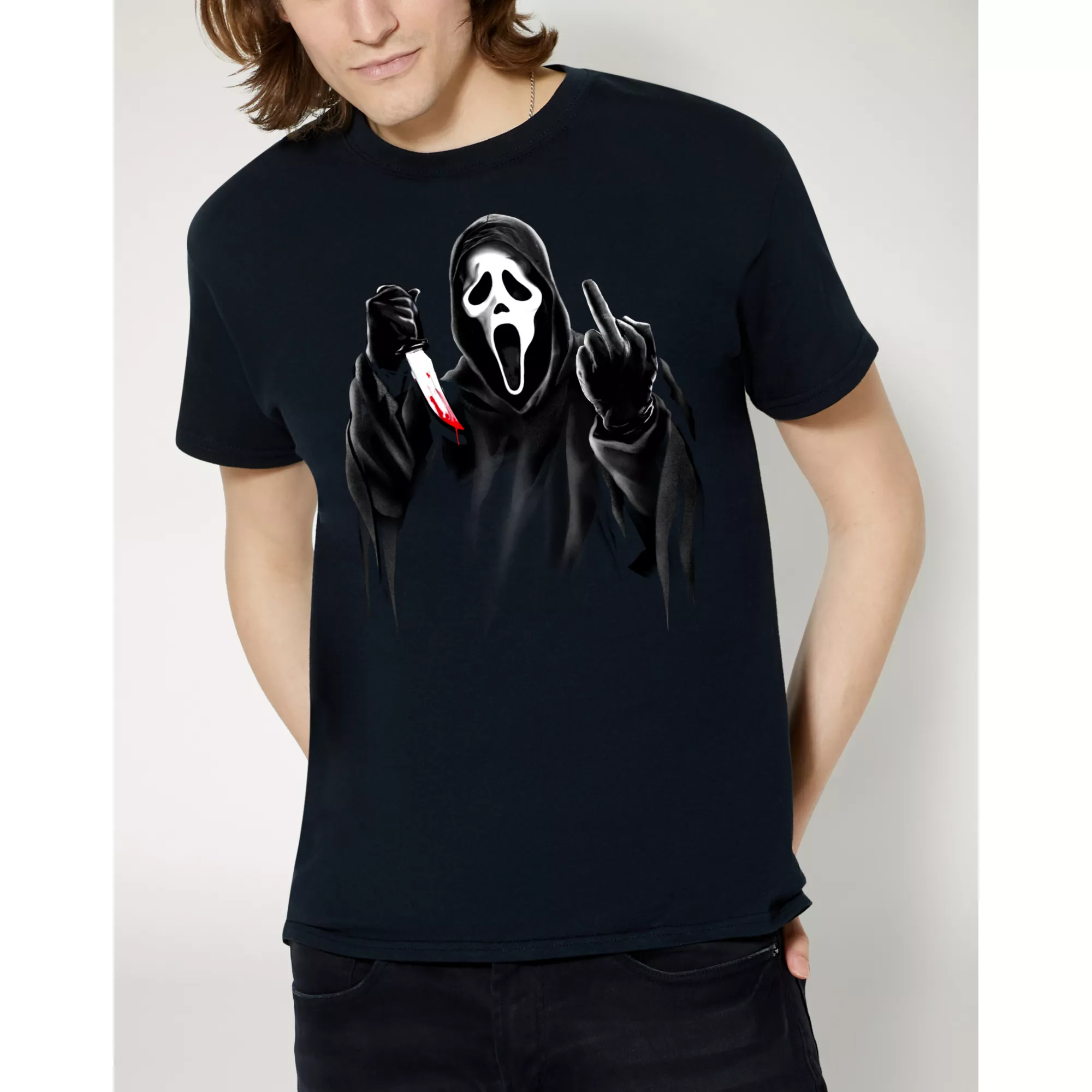 Ghost Face Middle Finger T Shirt at Spencer's