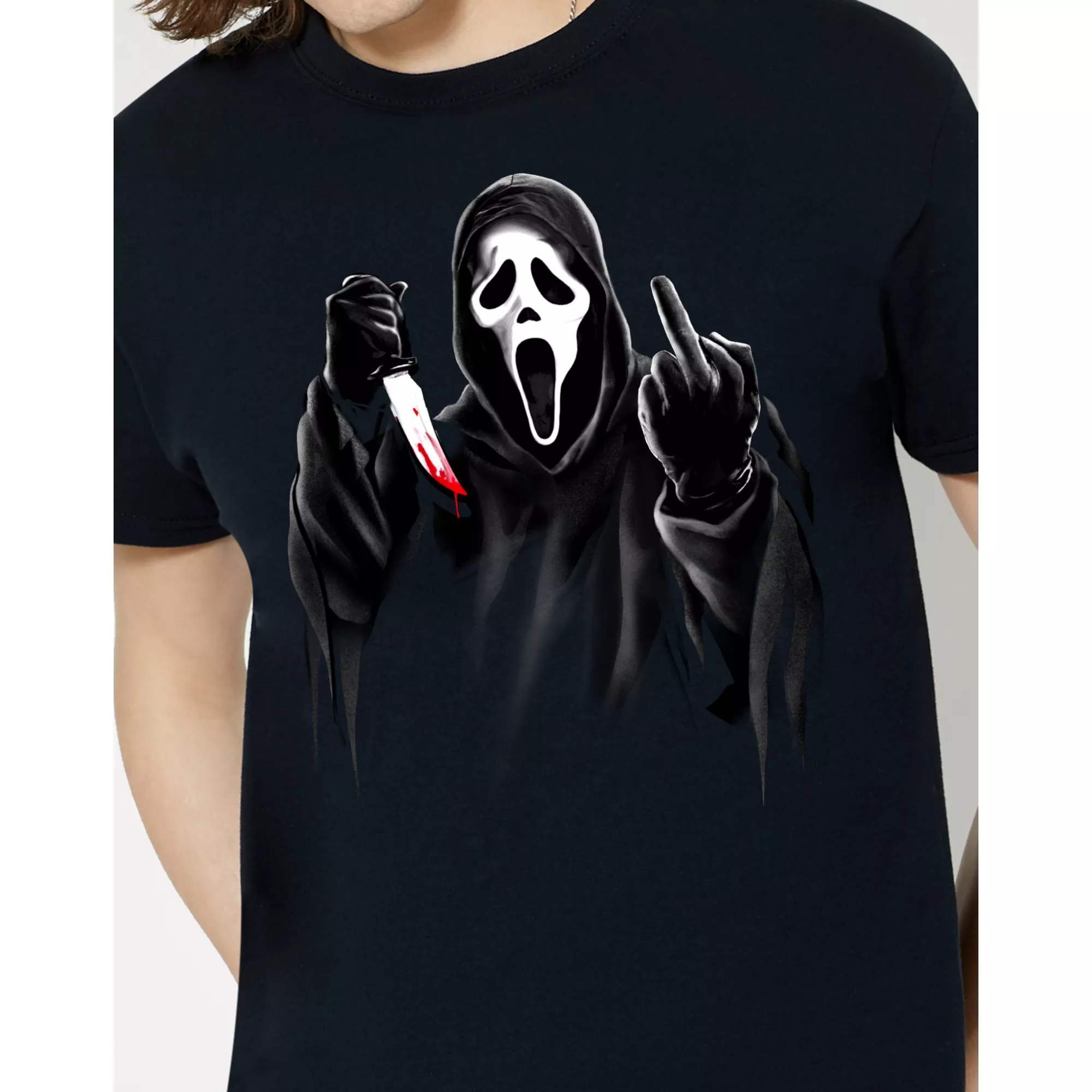 Ghost Face Middle Finger T Shirt at Spencer's