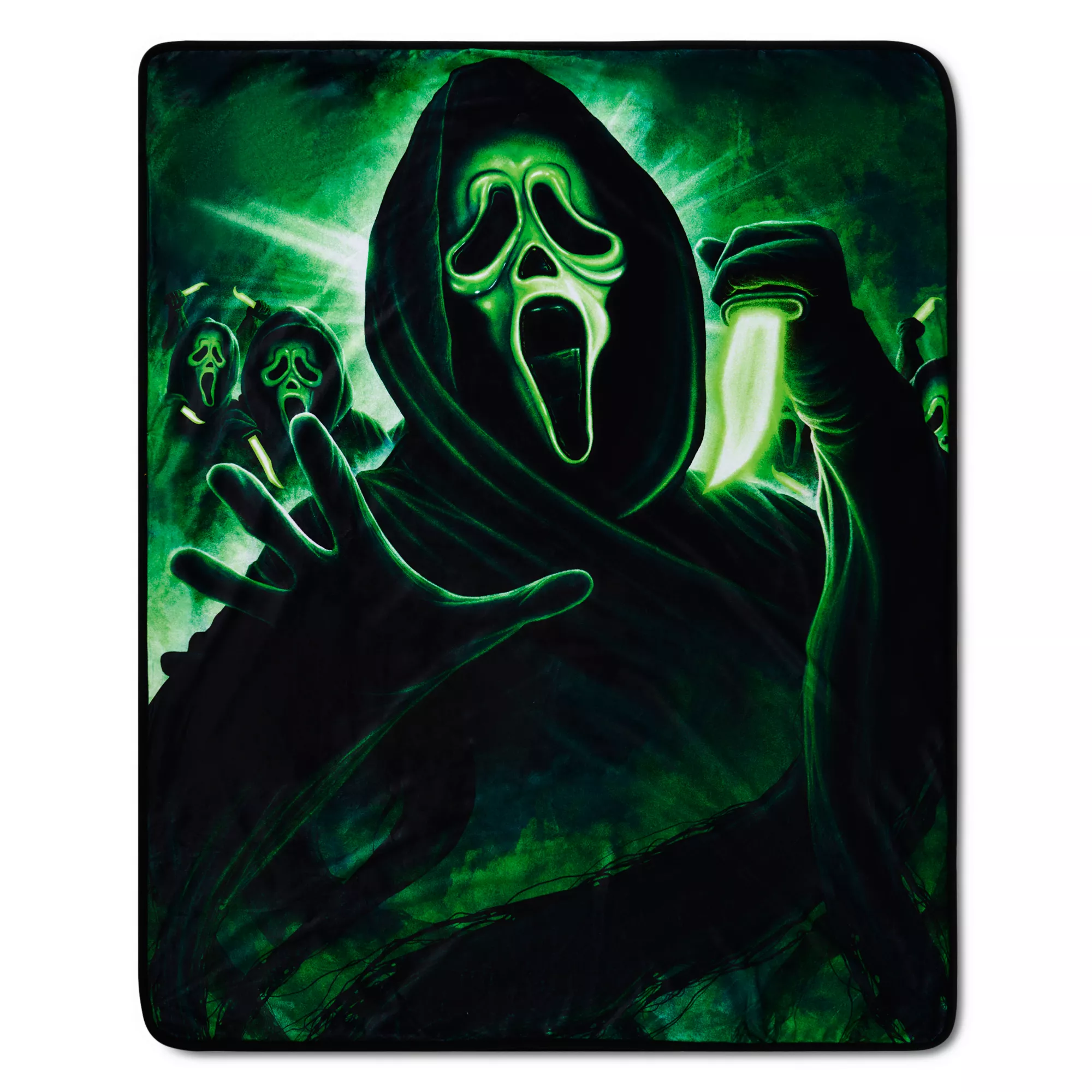 Green Ghost Face Fleece Blanket at Spencer's