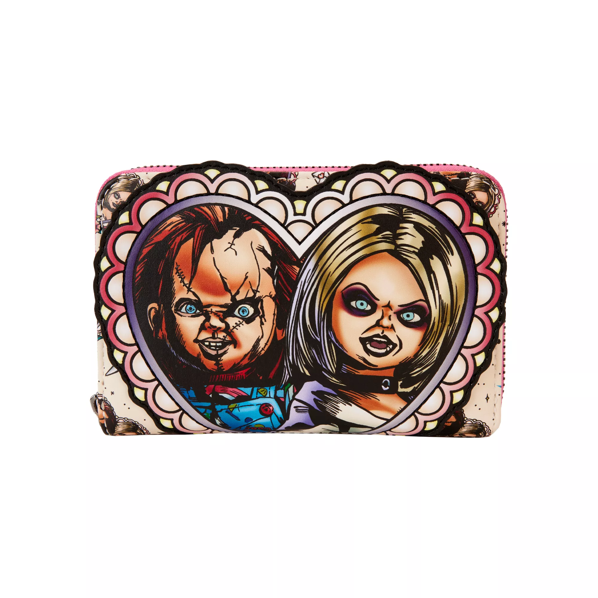 Loungefly Chucky and Tiffany Heart Zip Wallet - Bride of Chucky at Spencer's