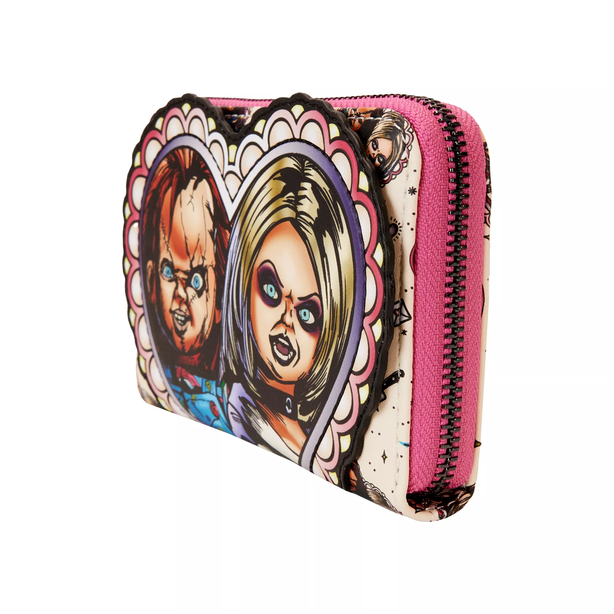 Loungefly Chucky and Tiffany Heart Zip Wallet - Bride of Chucky at Spencer's