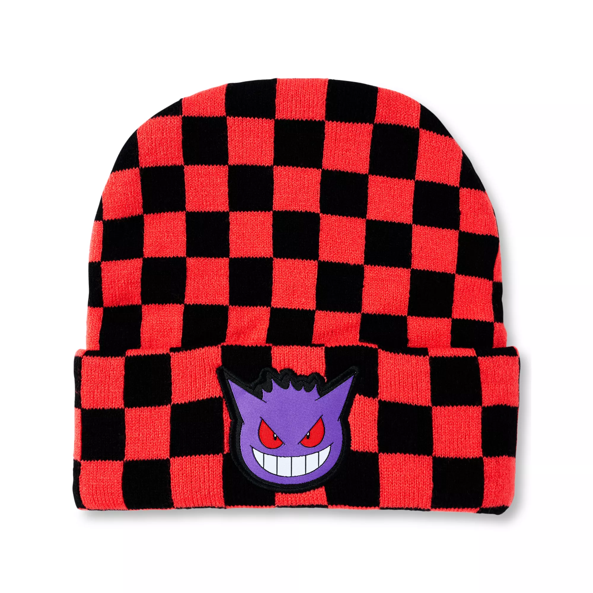 Black and Red Checker Gengar Cuff Beanie Hat - Pokémon at Spencer's