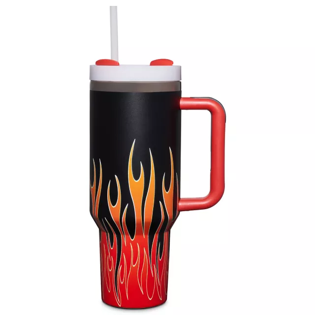 Black and Orange Flame Travel Tumbler with Straw - 40 oz. at Spencer's
