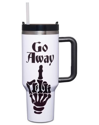 Go Away Middle Finger Travel Tumbler with Straw - 40 oz. - Spirithalloween.com