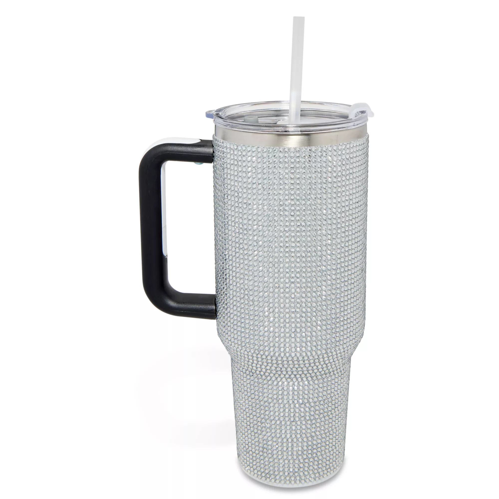 Silver Rhinestone Travel Tumbler with Straw - 40 oz. at Spencer's