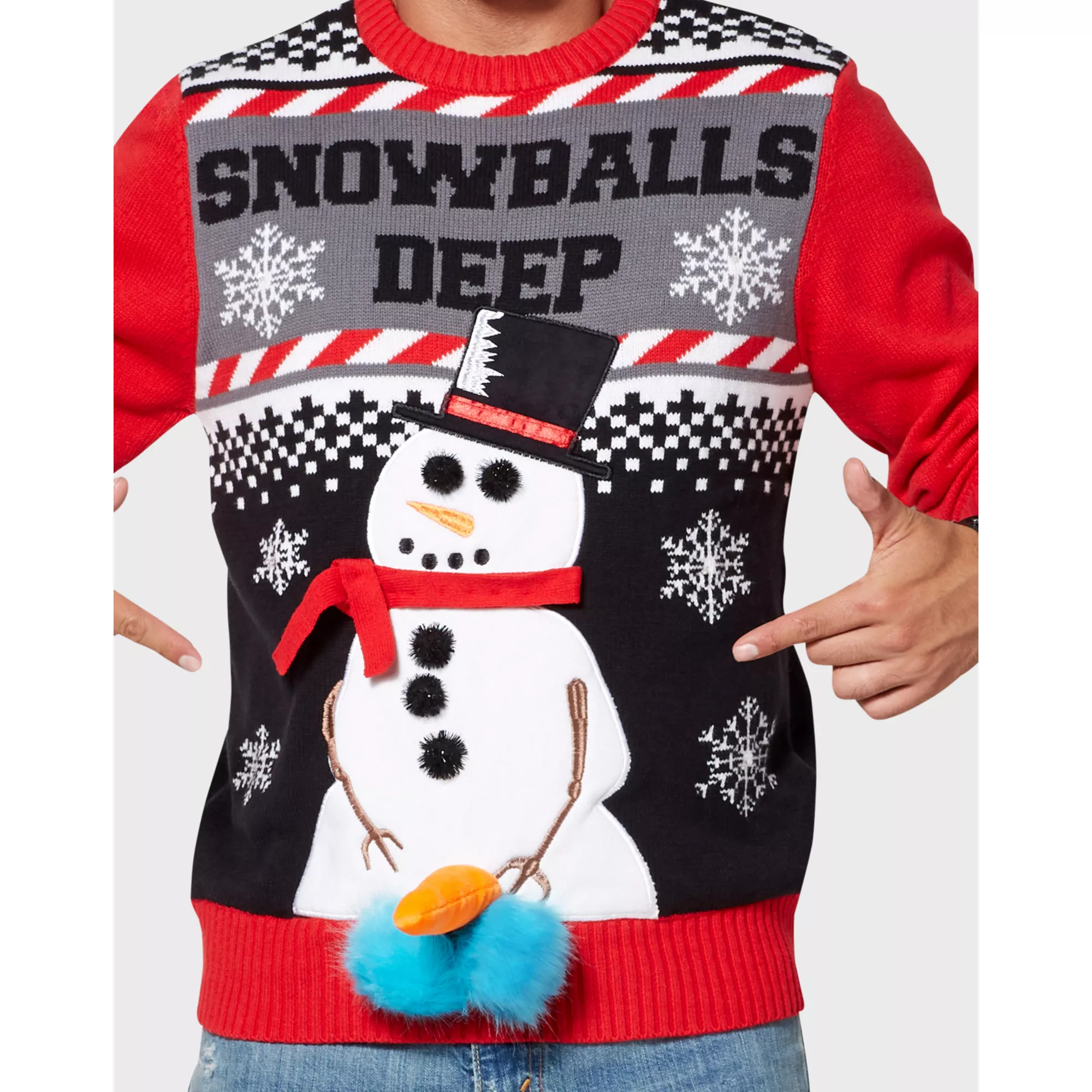 Light-Up Snowballs Deep Ugly Christmas Sweater at Spencer's