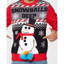 Light-Up Snowballs Deep Ugly Christmas Sweater at Spencer's