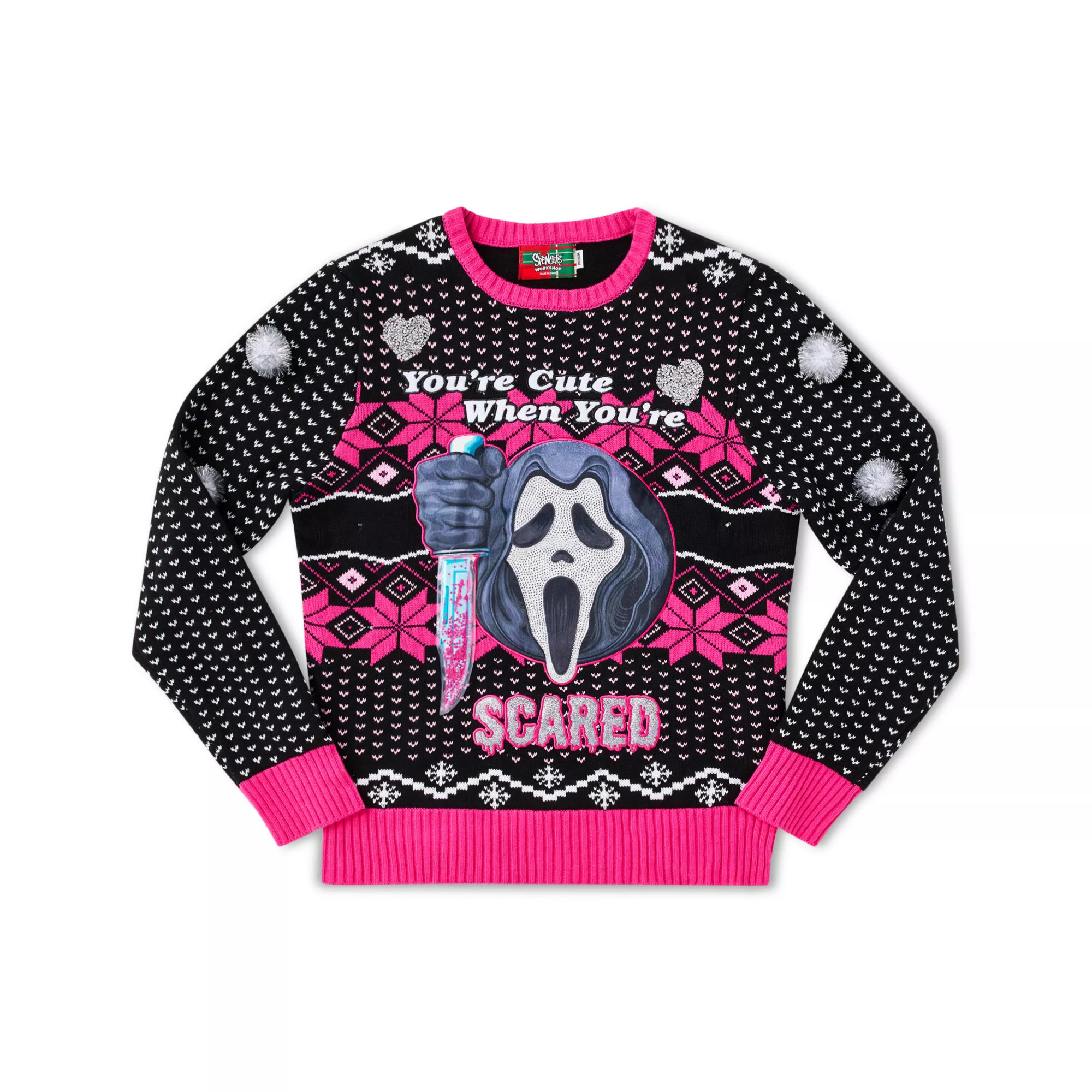 Light-Up Ghost Face You’re Cute When You’re Scared Christmas Sweater at Spencer's