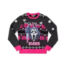 Light-Up Ghost Face You’re Cute When You’re Scared Christmas Sweater at Spencer's