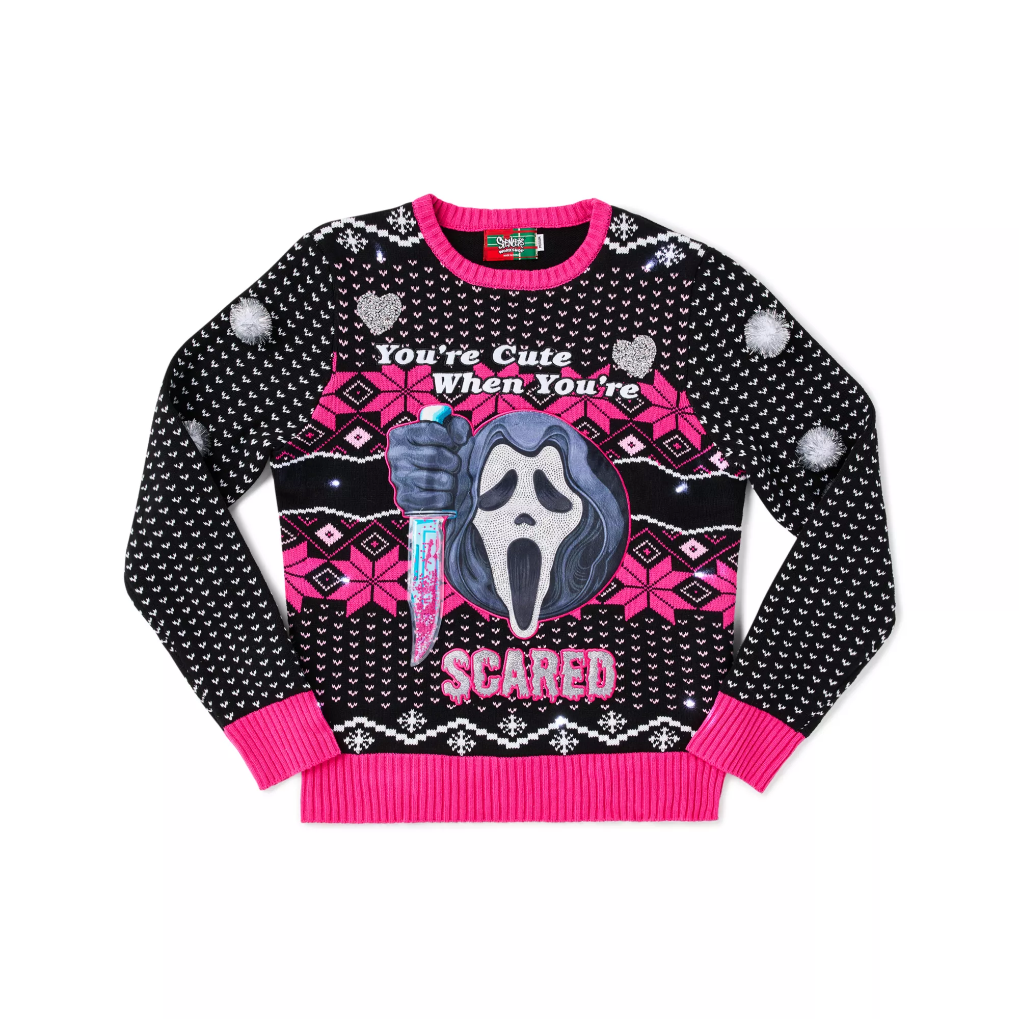 Light-Up Ghost Face You’re Cute When You’re Scared Christmas Sweater at Spencer's