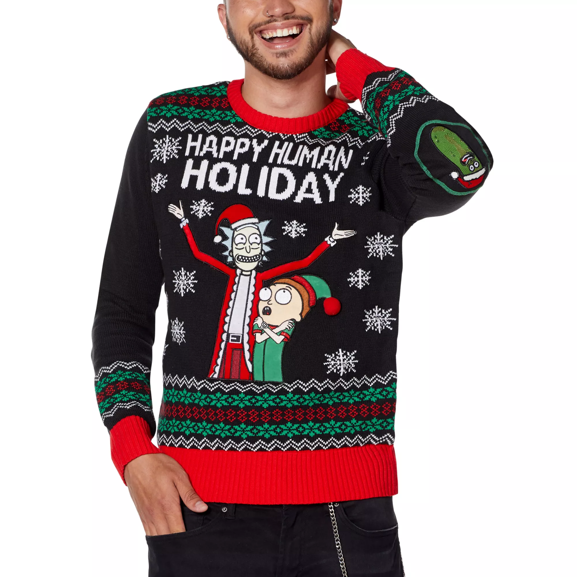 Light-Up Happy Human Holiday Christmas Sweater - Rick and Morty at Spencer's