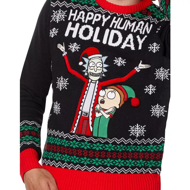 Light-Up Happy Human Holiday Christmas Sweater - Rick and Morty at Spencer's