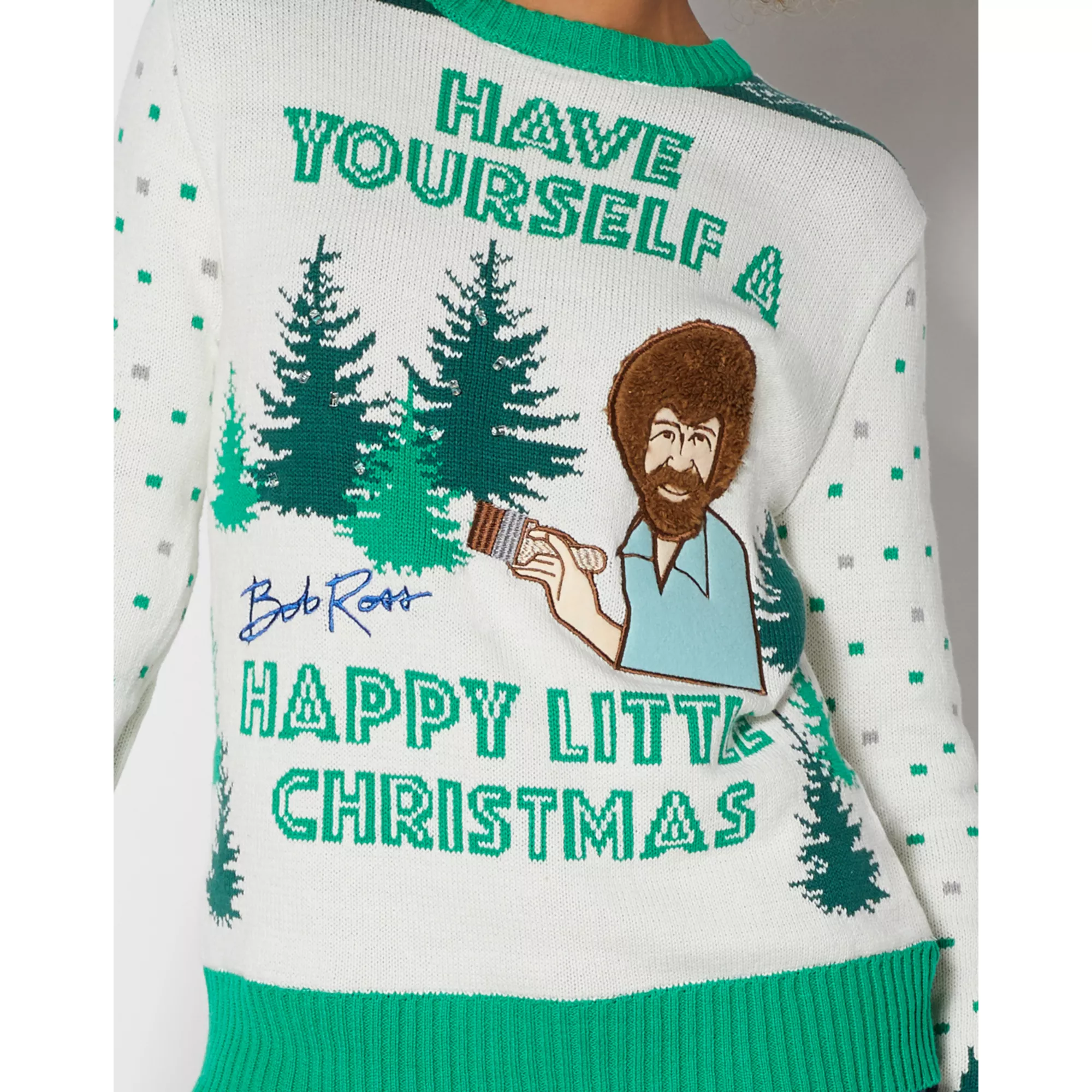 Light-Up Bob Ross Christmas Sweater at Spencer's