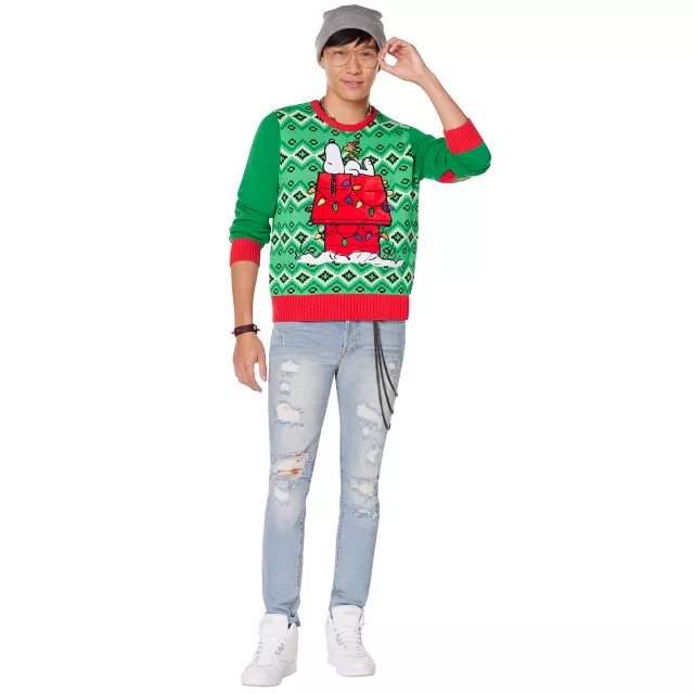 Light-Up Snoopy Dog House Ugly Christmas Sweater - Peanuts at Spencer's