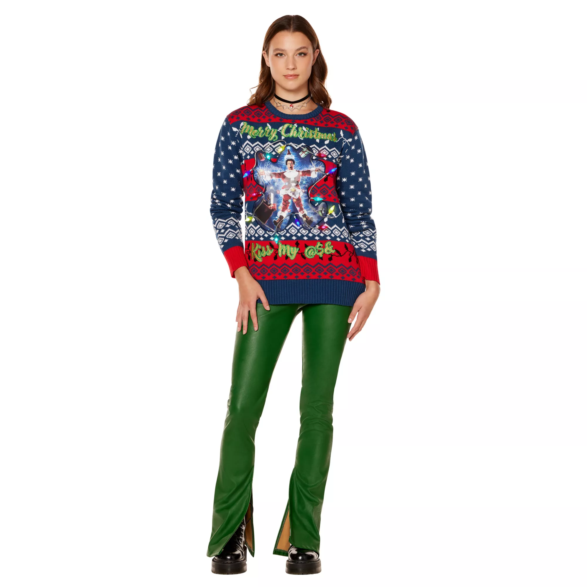 Light-Up Clark Griswold Kiss My Ass Christmas Sweater - National Lampoon's Christmas Vacation at Spencer's