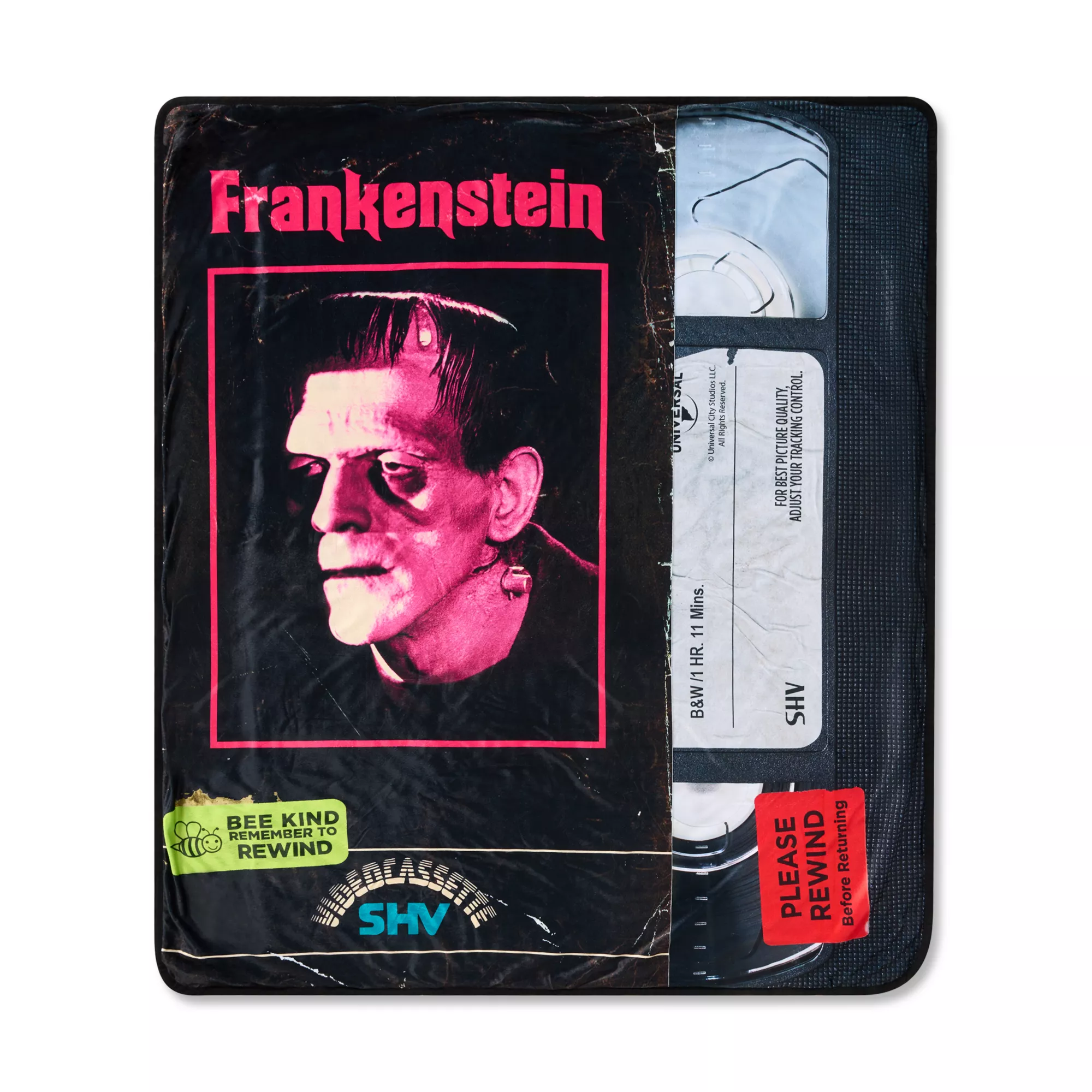 Frankenstein VHS Fleece Blanket - Universal Monsters at Spencer's