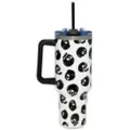 Black and White Glow in the Dark Skull Print Travel Cup with Straw - 40 oz. at Spencer's