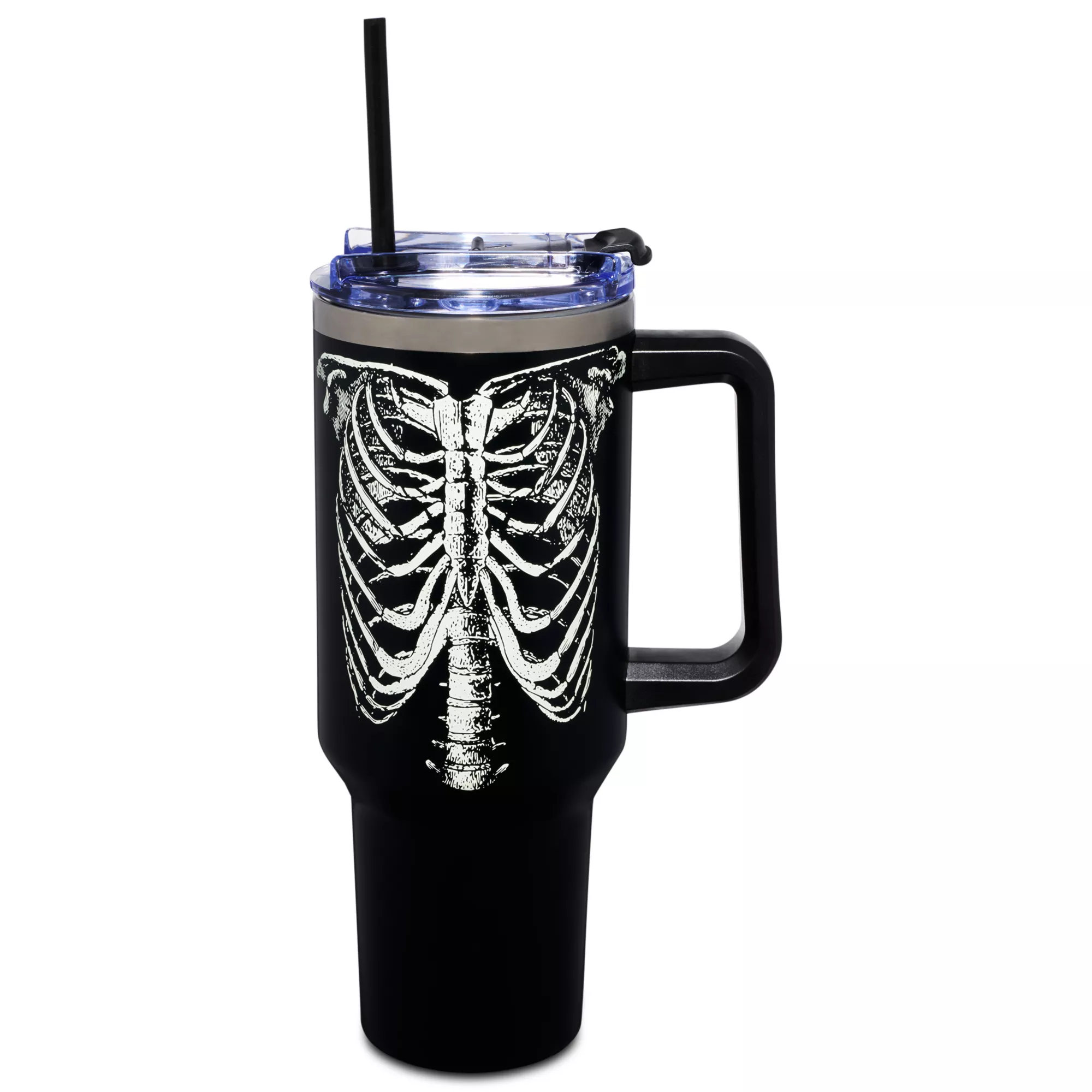 Glow in the Dark Rib Cage Travel Tumbler with Straw - 40 oz. at Spencer's