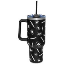 Ghost Face Metallic Knife Print Travel Tumbler with Straw - 40 oz. at Spencer's