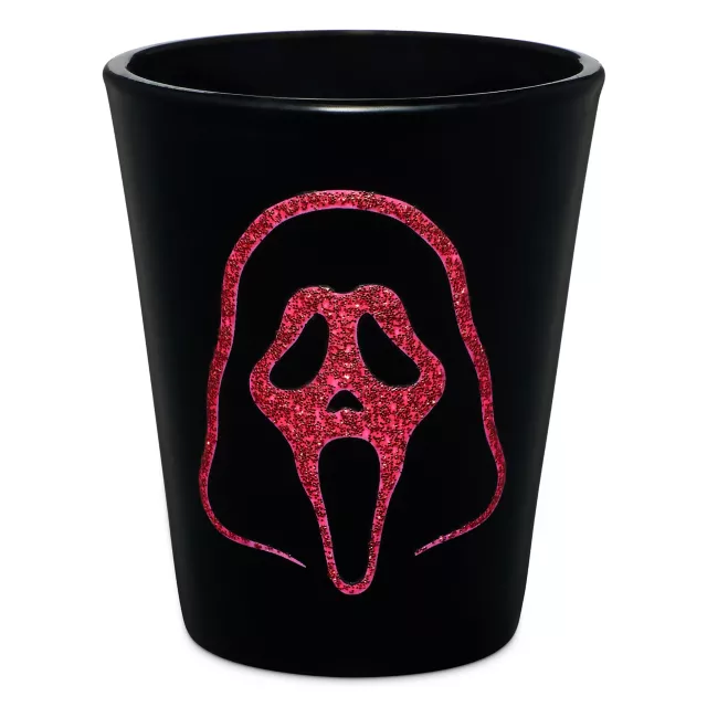 Black and Pink Ghost Face Glitter Shot Glass - 2 oz. at Spencer's
