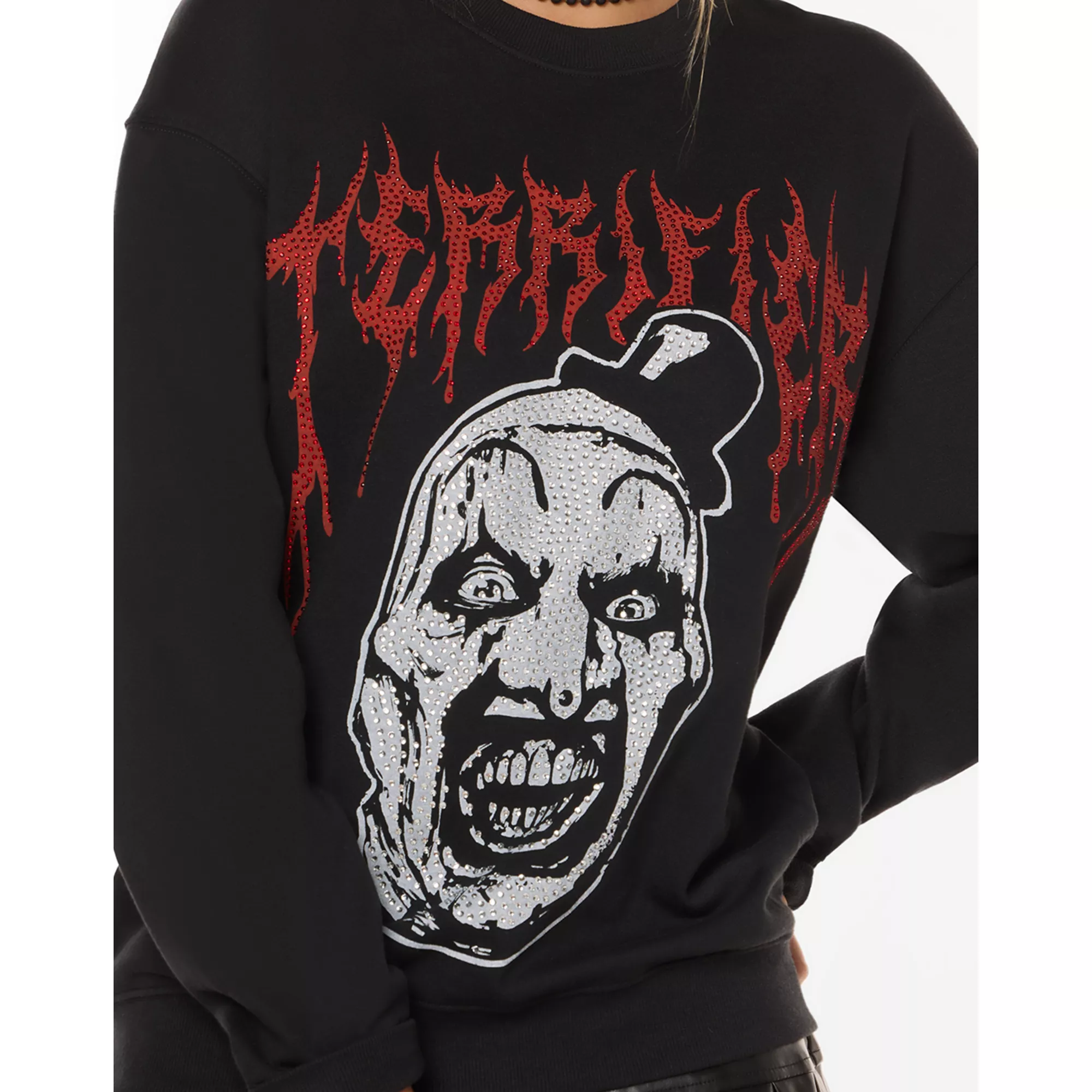 Terrifier Rhinestone Crewneck Sweatshirt at Spencer's