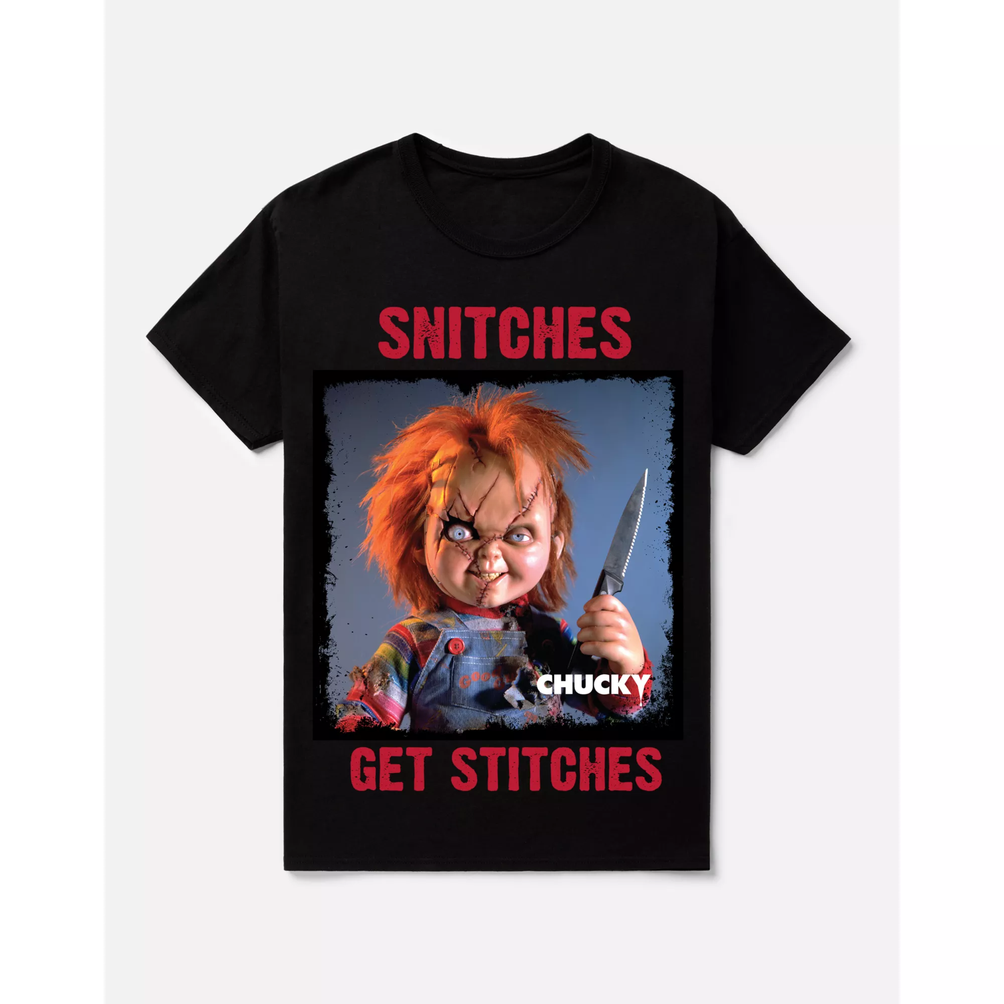 Chucky Snitches Get Stitches T Shirt at Spencer's