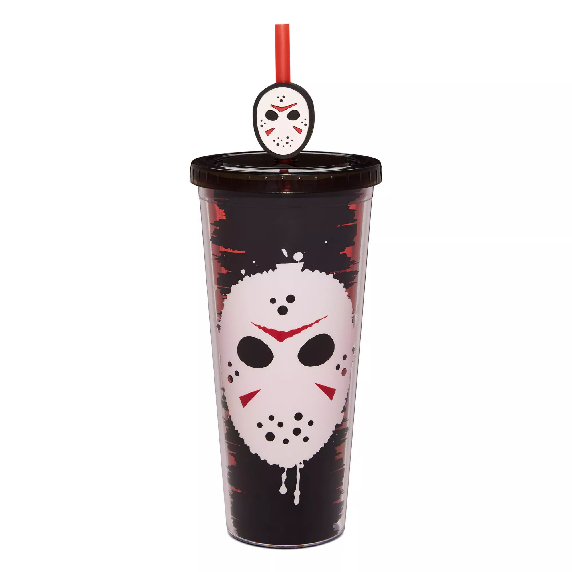 Friday the 13th Jason Mask Cup with Straw Topper - 24 oz. at Spencer's