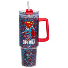 Superman Glitter Travel Tumbler with Straw 40 oz. - DC Comics at Spencer's