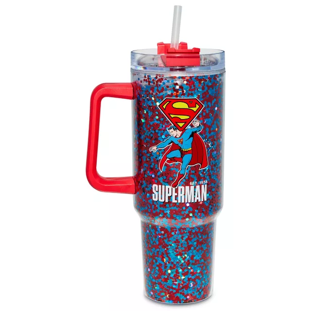 Superman Glitter Travel Tumbler with Straw 40 oz. - DC Comics at Spencer's