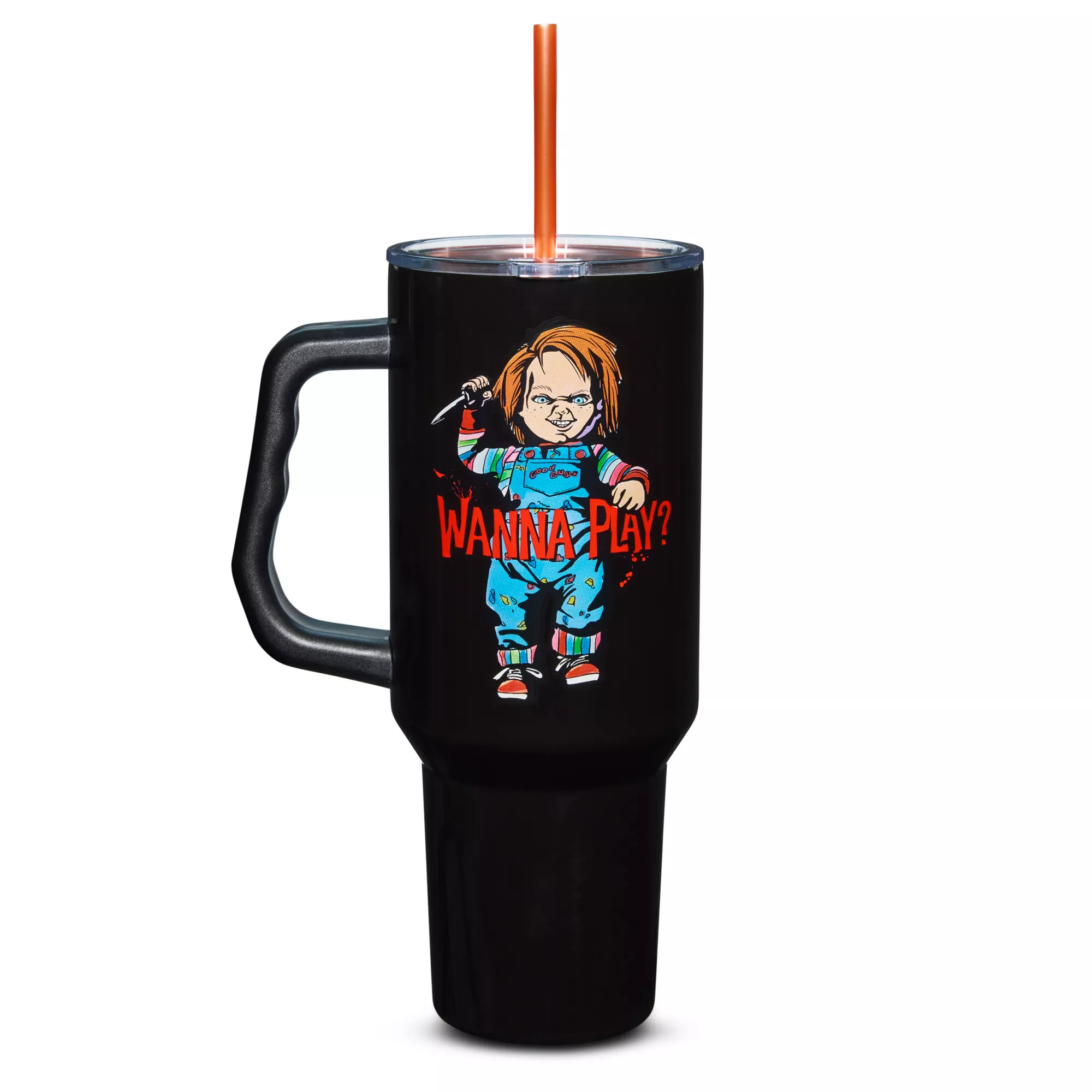 Chucky Wanna Play Travel Tumbler with Straw - 40 oz. at Spencer's
