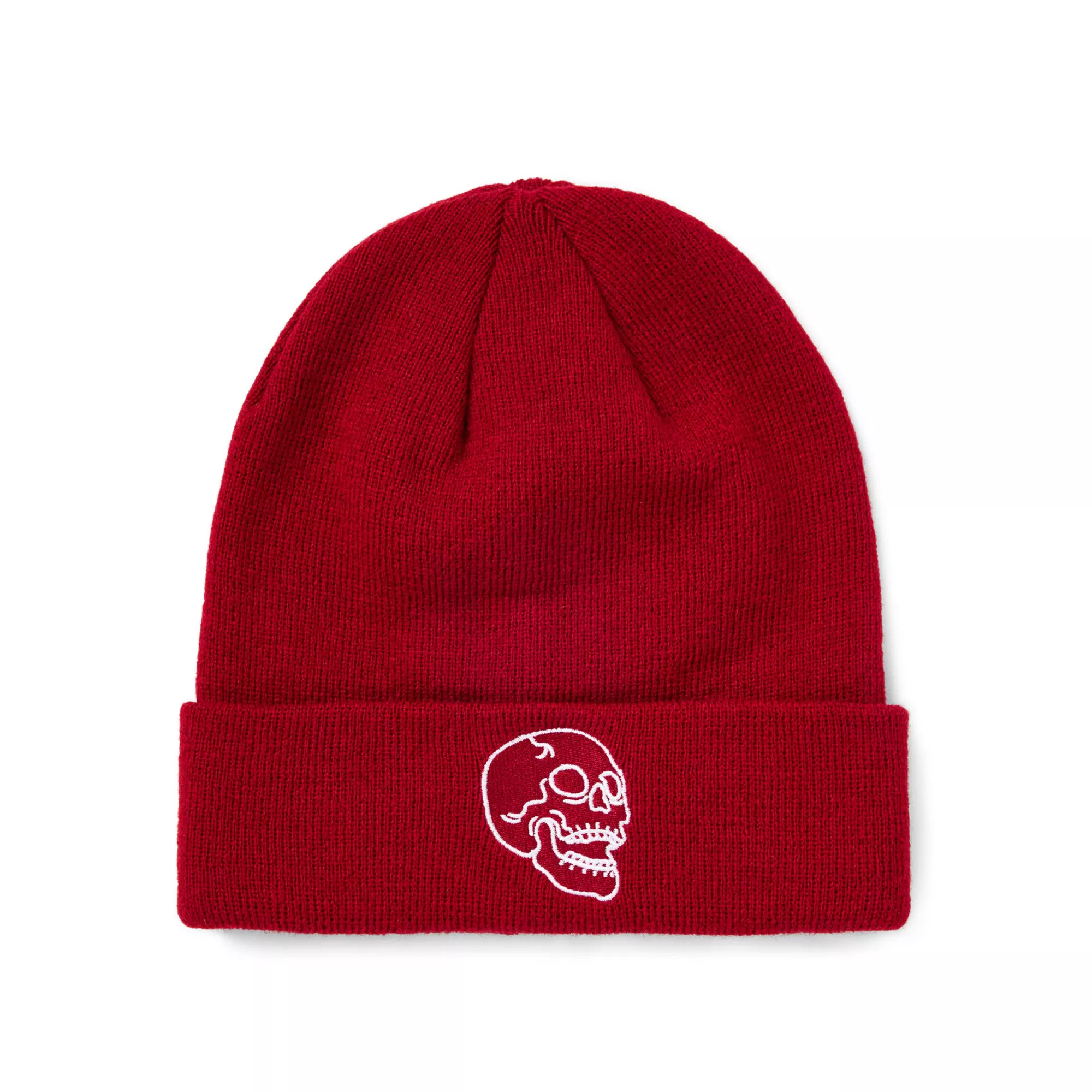Red Skull Cuff Beanie Hat at Spencer's