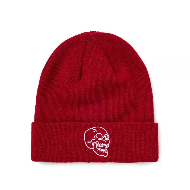 Red Skull Cuff Beanie Hat at Spencer's