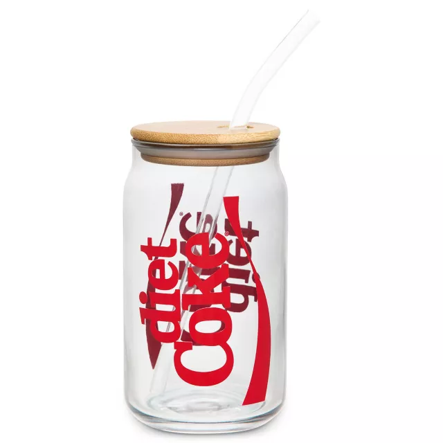 Diet Coke Glass Cup with Straw at Spencer's