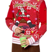 BOOZE BELLY™ Light-Up Merry Drunk Santa Beverage Dispenser Christmas Sweater at Spencer's