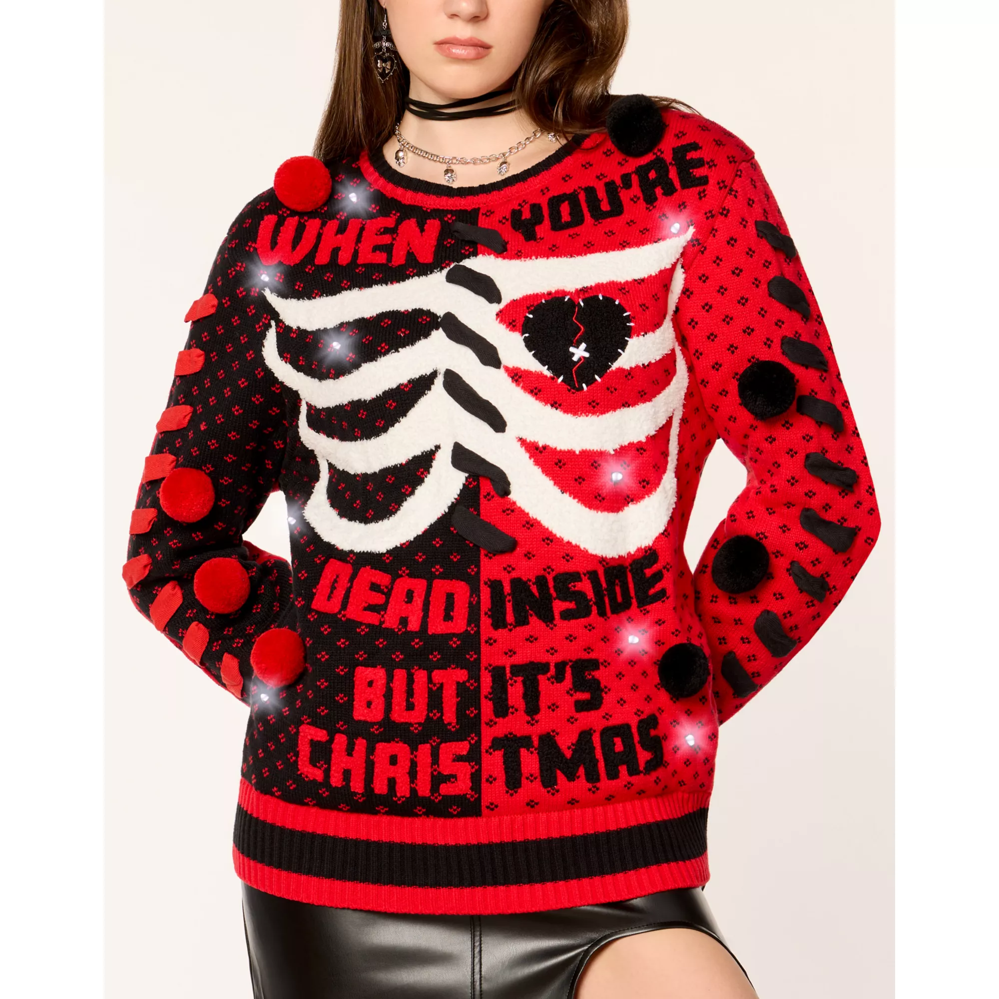 Light-Up Dead Inside But It's Christmas Sweater at Spirit Halloween