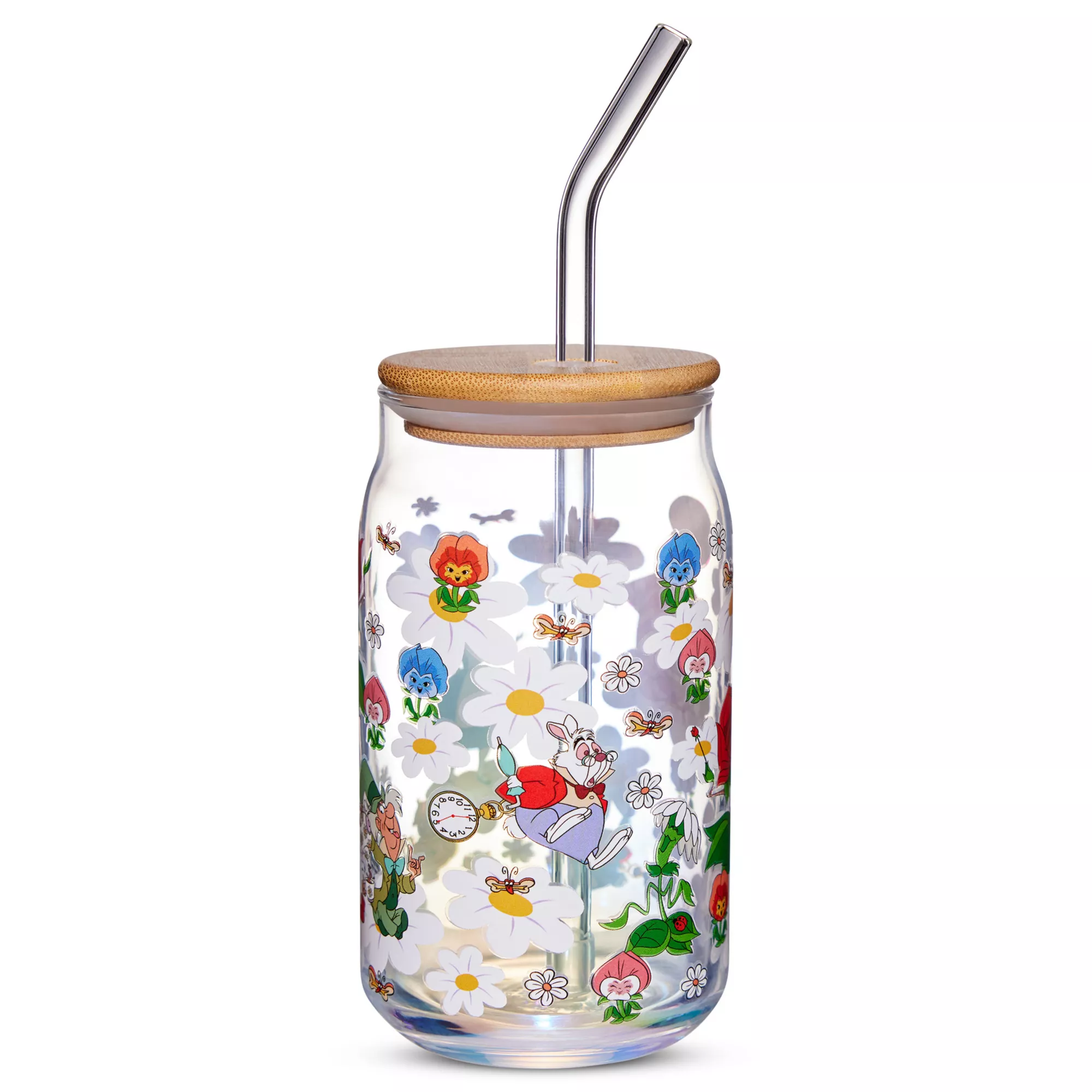 Alice in Wonderland Glass Cup with Straw - 16 oz. at Spencer's