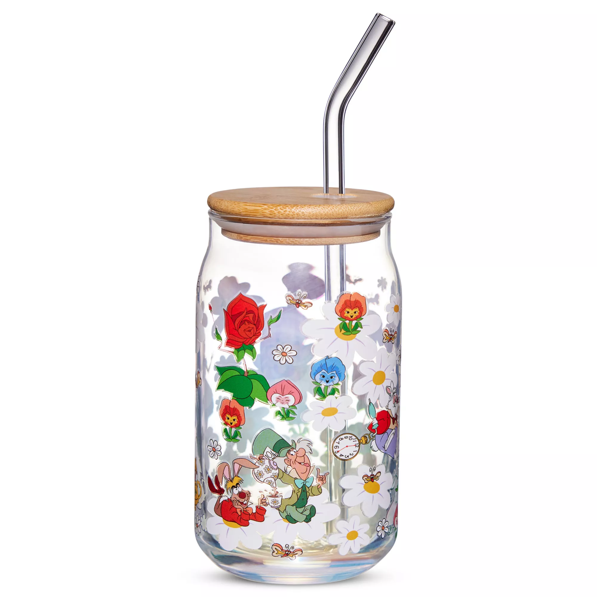 Alice in Wonderland Glass Cup with Straw - 16 oz. at Spencer's