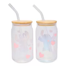 Stitch and Angel Glass Cup with Straw Set 16 oz. - Lilo & Stitch at Spencer's