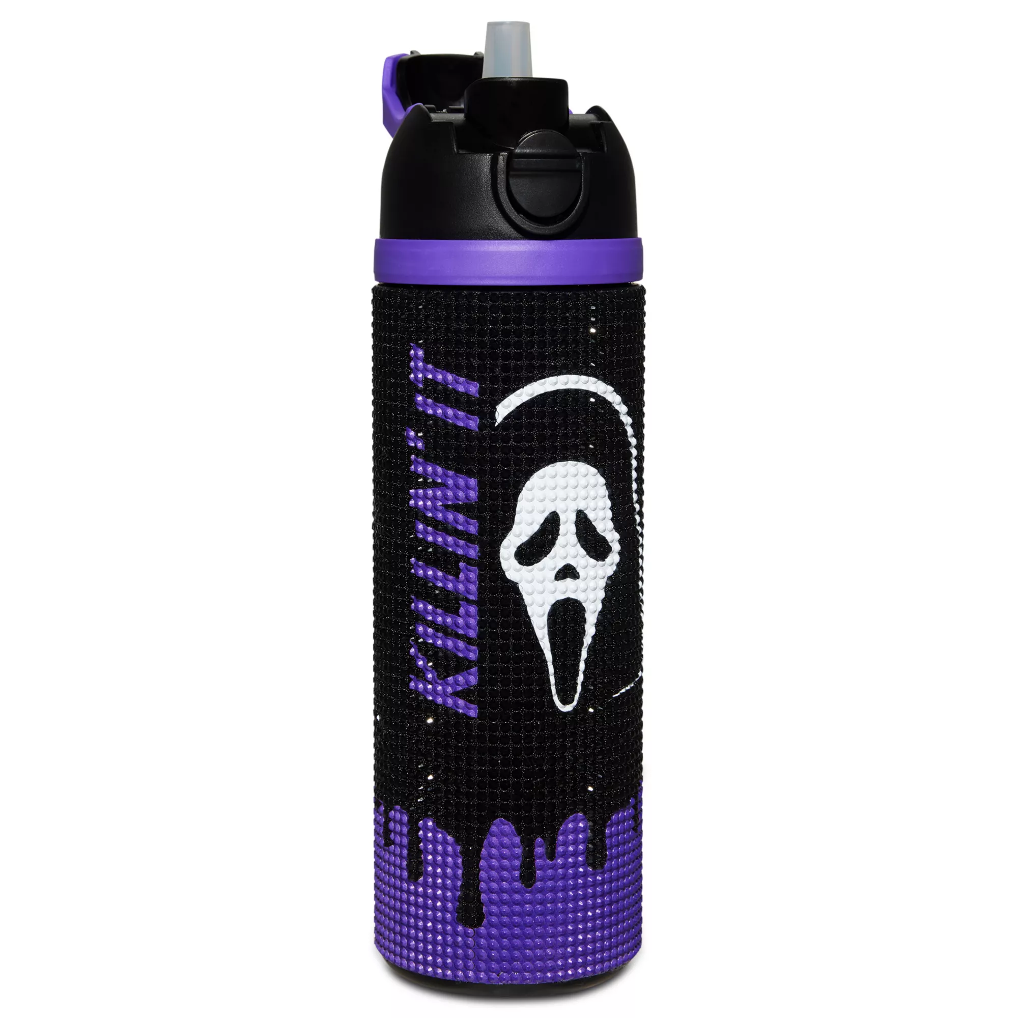 Ghost Face Rhinestone Drip Flip Top Water Bottle - 24 oz. at Spencer's