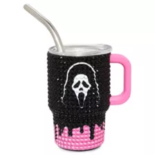 Ghost Face Rhinestone Mini Travel Tumbler with Straw - 3 oz. at Spencer's